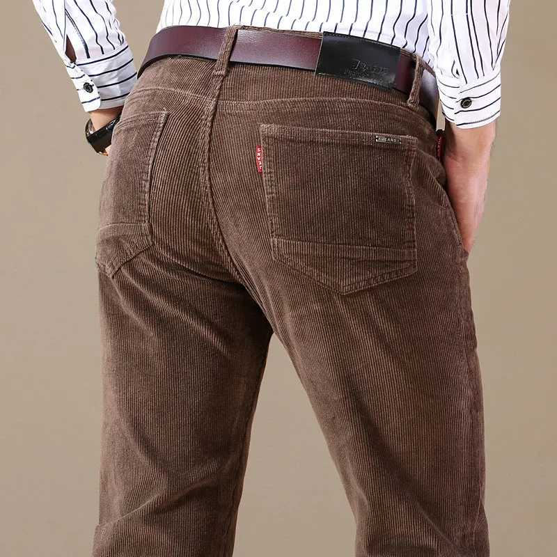 Explosive Style Straight Slim Stretch Casual  Pants Business Wild Men's Corduroy Jeans