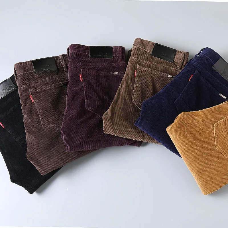 Explosive Style Straight Slim Stretch Casual  Pants Business Wild Men's Corduroy Jeans