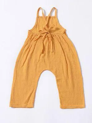 Fashion Toddler Girl Summer Yellow Suspender Backless Trousers