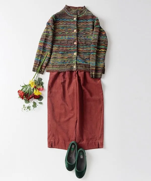 Fine-ribbed cotton corduroy slit pants 24W448