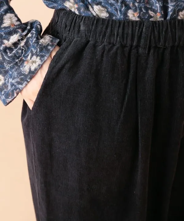Fine-ribbed cotton corduroy slit pants 24W448