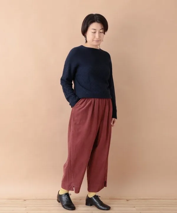 Fine-ribbed cotton corduroy slit pants 24W448