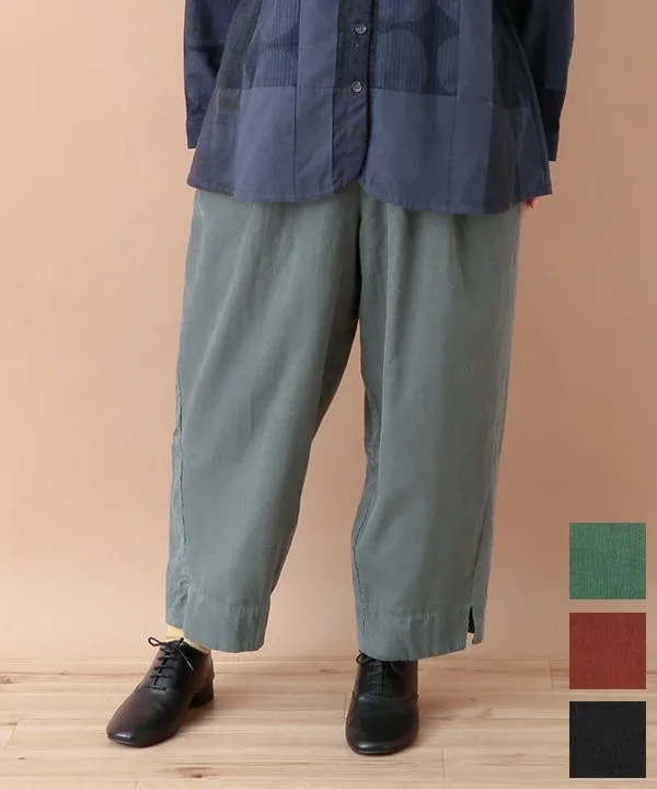 Fine-ribbed cotton corduroy slit pants 24W448