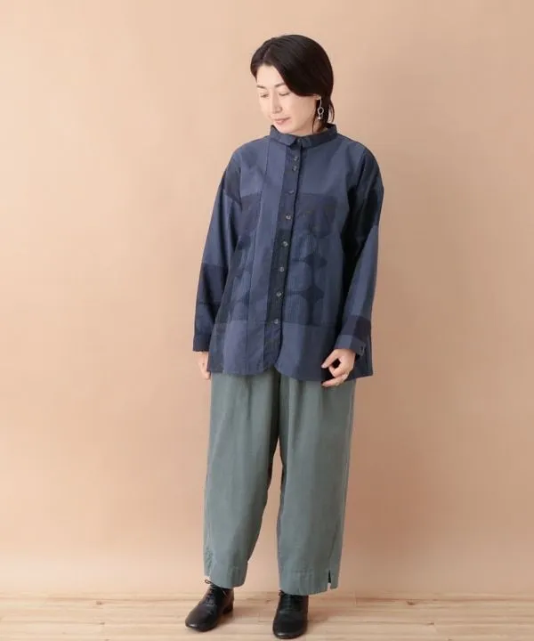 Fine-ribbed cotton corduroy slit pants 24W448