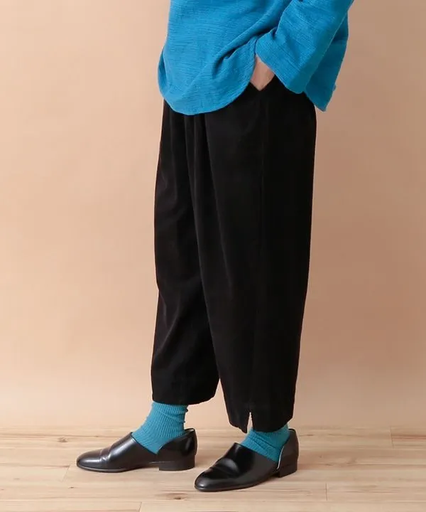 Fine-ribbed cotton corduroy slit pants 24W448