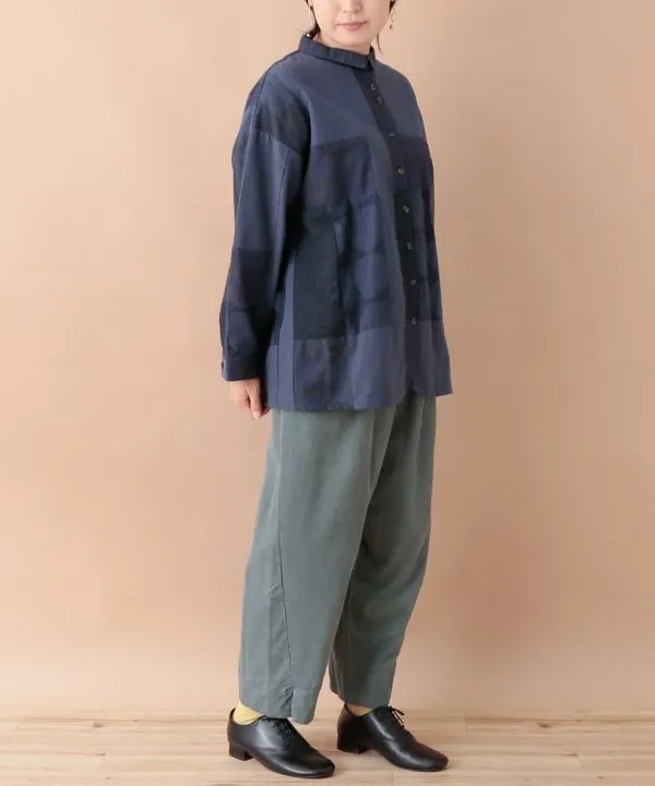 Fine-ribbed cotton corduroy slit pants 24W448