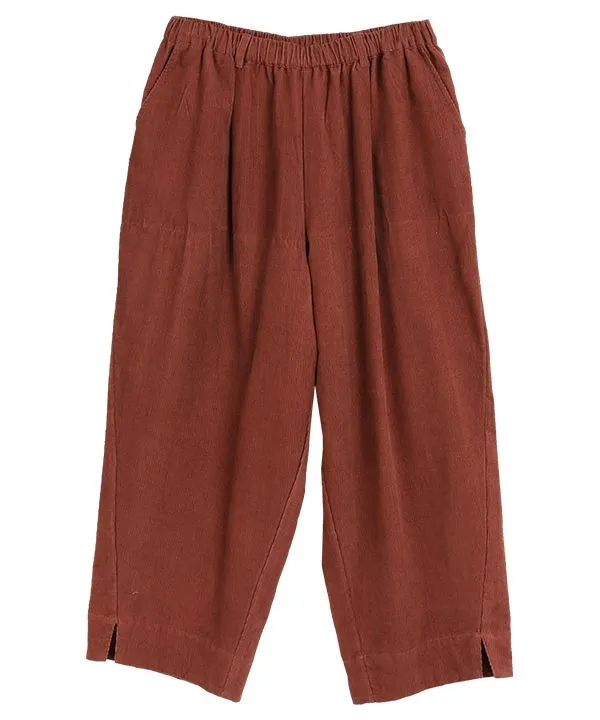 Fine-ribbed cotton corduroy slit pants 24W448