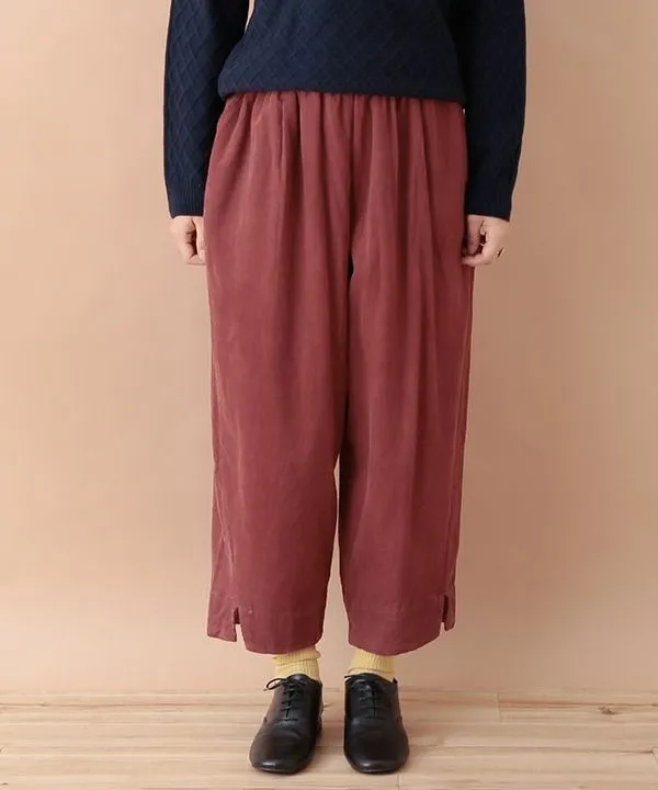 Fine-ribbed cotton corduroy slit pants 24W448