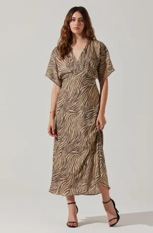 Flutter Sleeve Open Back Midi Dress