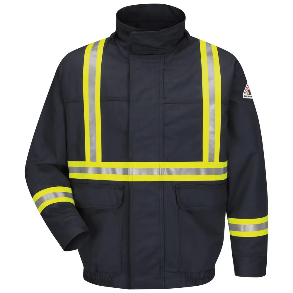 FR 88/12 LINED BOMBER WITH REFLECTIVE STRIPING - NV-Navy | Bulwark JLJC