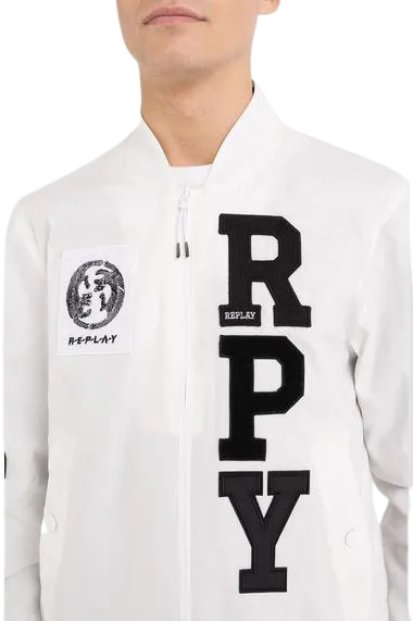 Full Zipper Bomber Jacket With Appliques