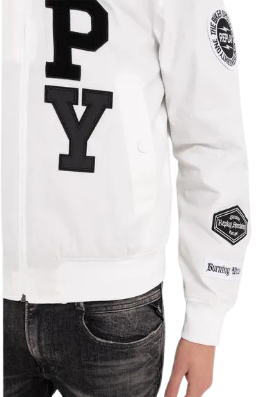 Full Zipper Bomber Jacket With Appliques