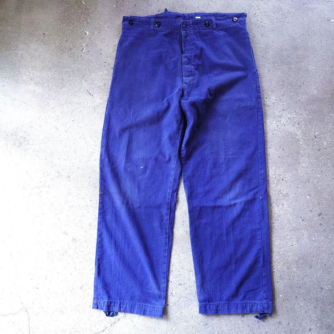 Germany 90's wide worlk pants ドイツ軍 ヘリンボーン　ワークパンツ　XL