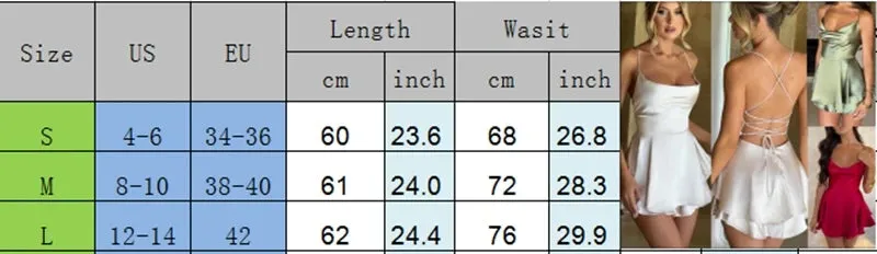 Girlary Elegant Satin Backless Tie Up Mini Dress Chic Women Club Party Night Ruffles Layered A-line Dress Vintage Streetwear