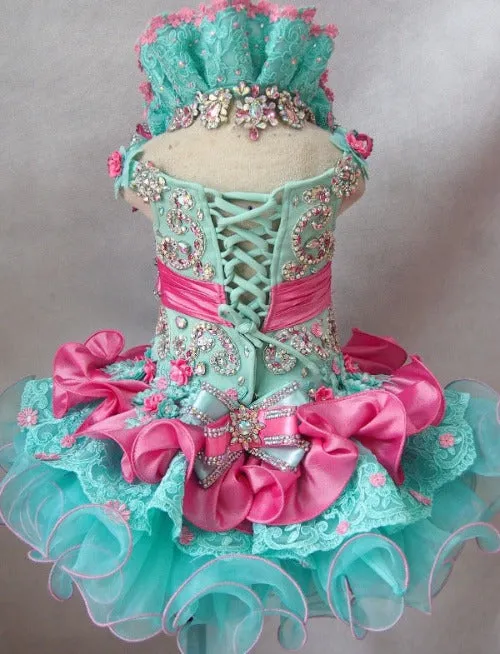 Glitz Beaded Bodice Little Girl /Baby Miss Cupcake Pageant Dress