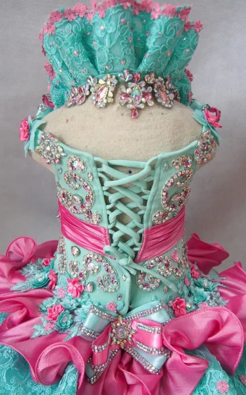 Glitz Beaded Bodice Little Girl /Baby Miss Cupcake Pageant Dress