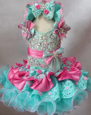 Glitz Beaded Bodice Little Girl /Baby Miss Cupcake Pageant Dress