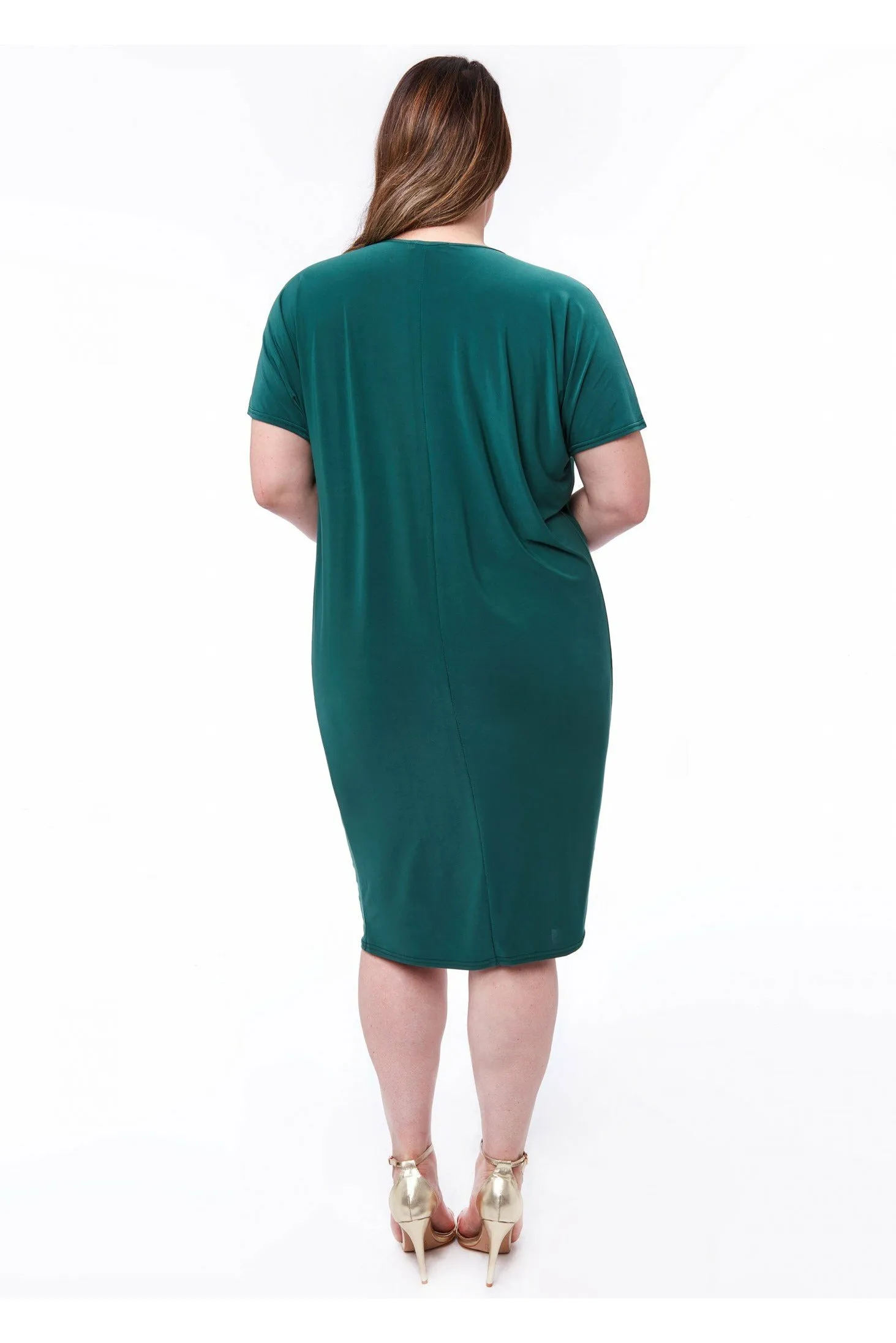 Goddiva Slouchy Short Sleeve Midi Dress With Round Neck