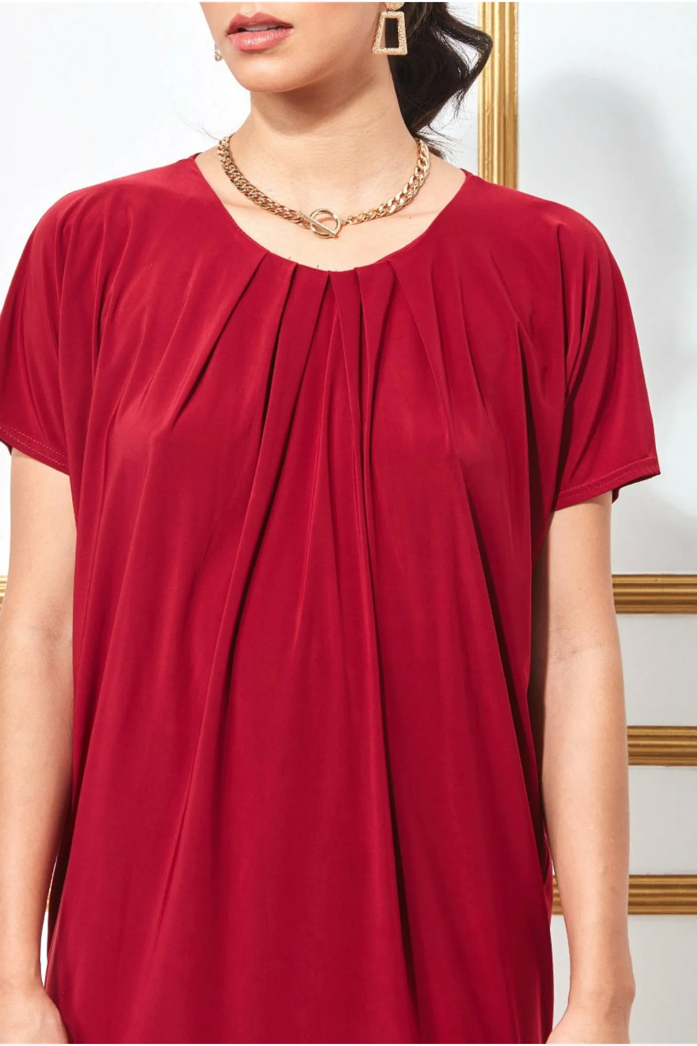 Goddiva Slouchy Short Sleeve Midi Dress With Round Neck