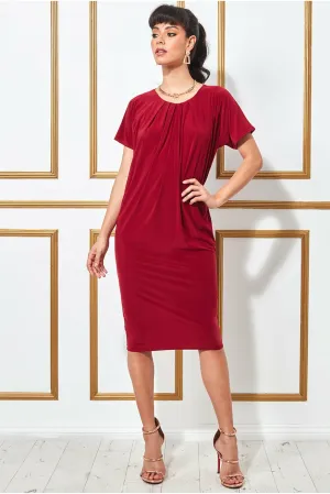 Goddiva Slouchy Short Sleeve Midi Dress With Round Neck