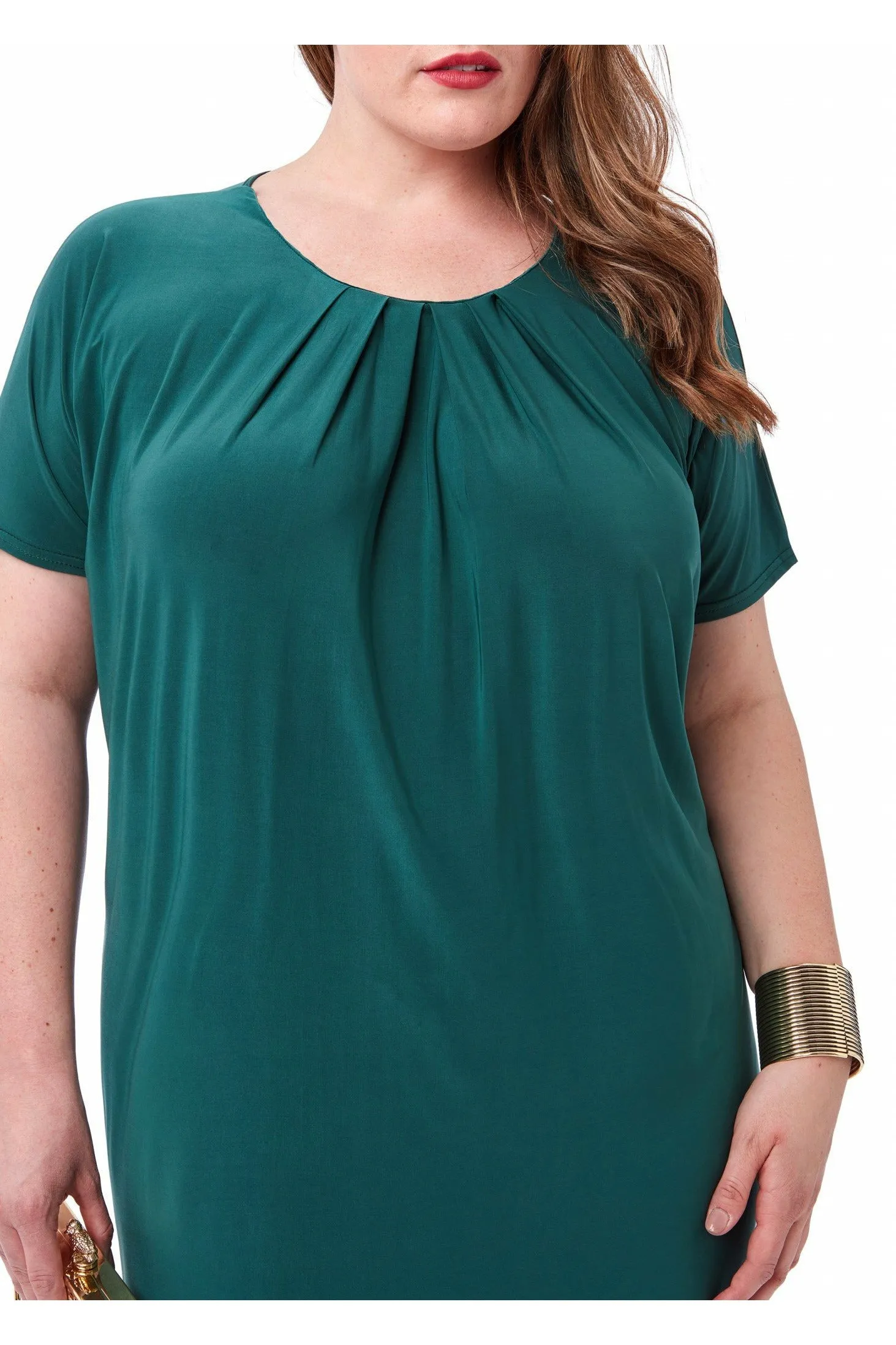 Goddiva Slouchy Short Sleeve Midi Dress With Round Neck