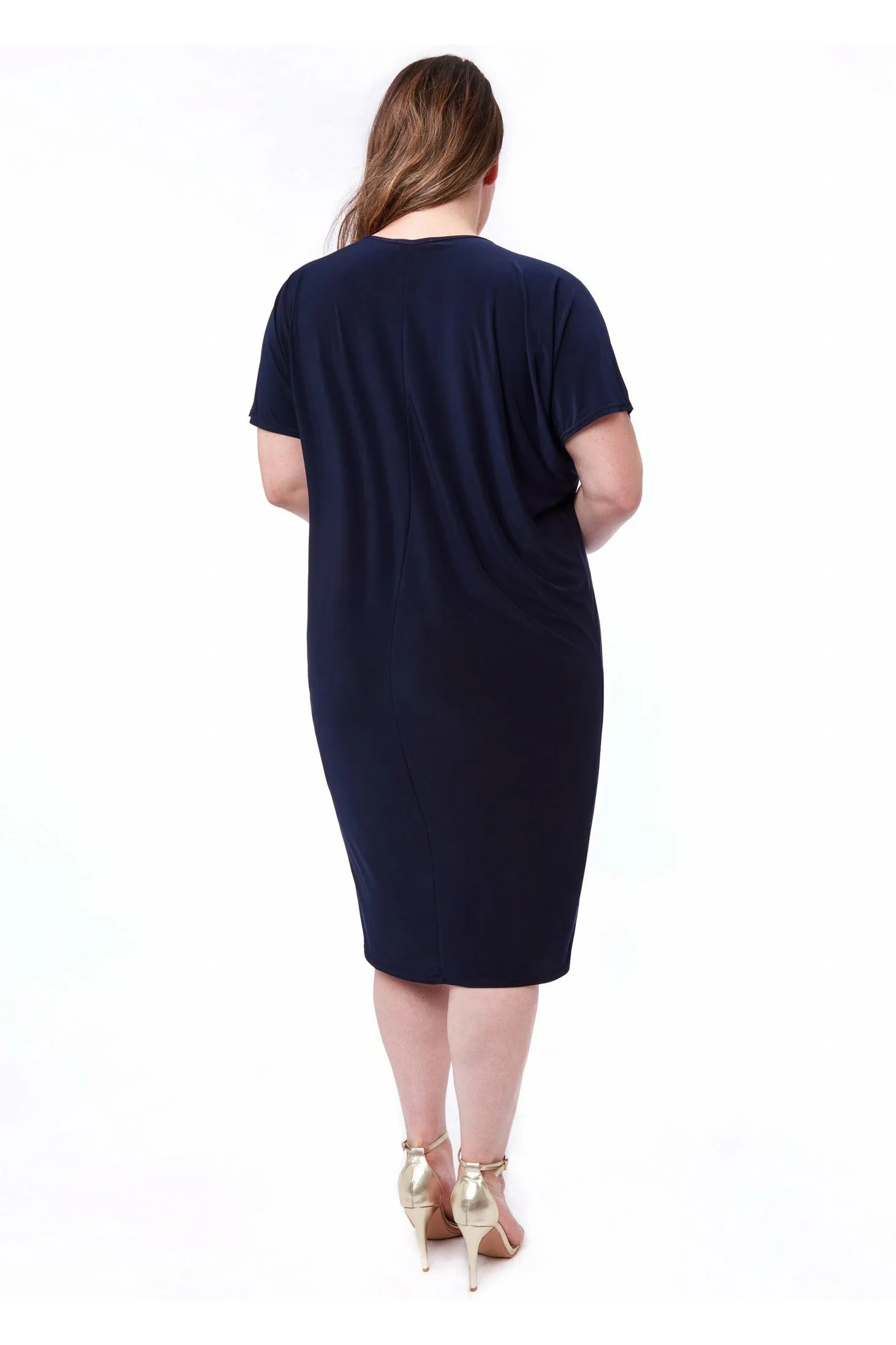 Goddiva Slouchy Short Sleeve Midi Dress With Round Neck