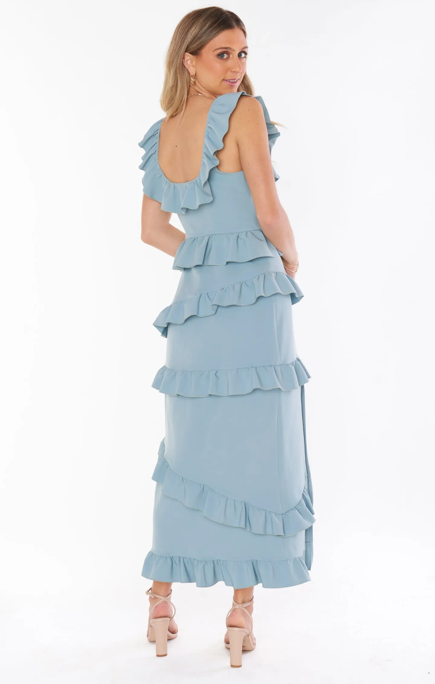 Greta Dress ~ Silver Sage Stretch Crepe