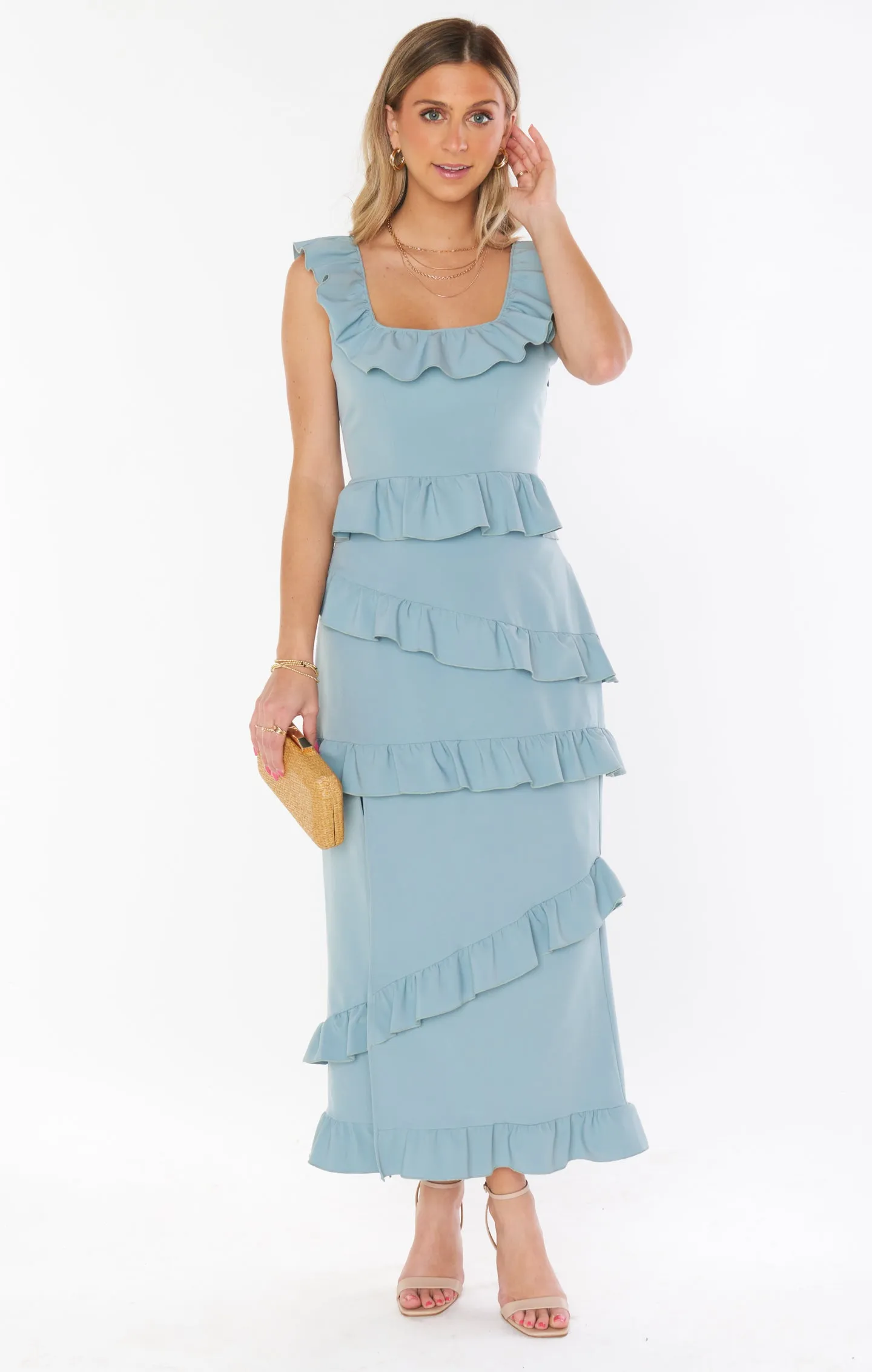 Greta Dress ~ Silver Sage Stretch Crepe