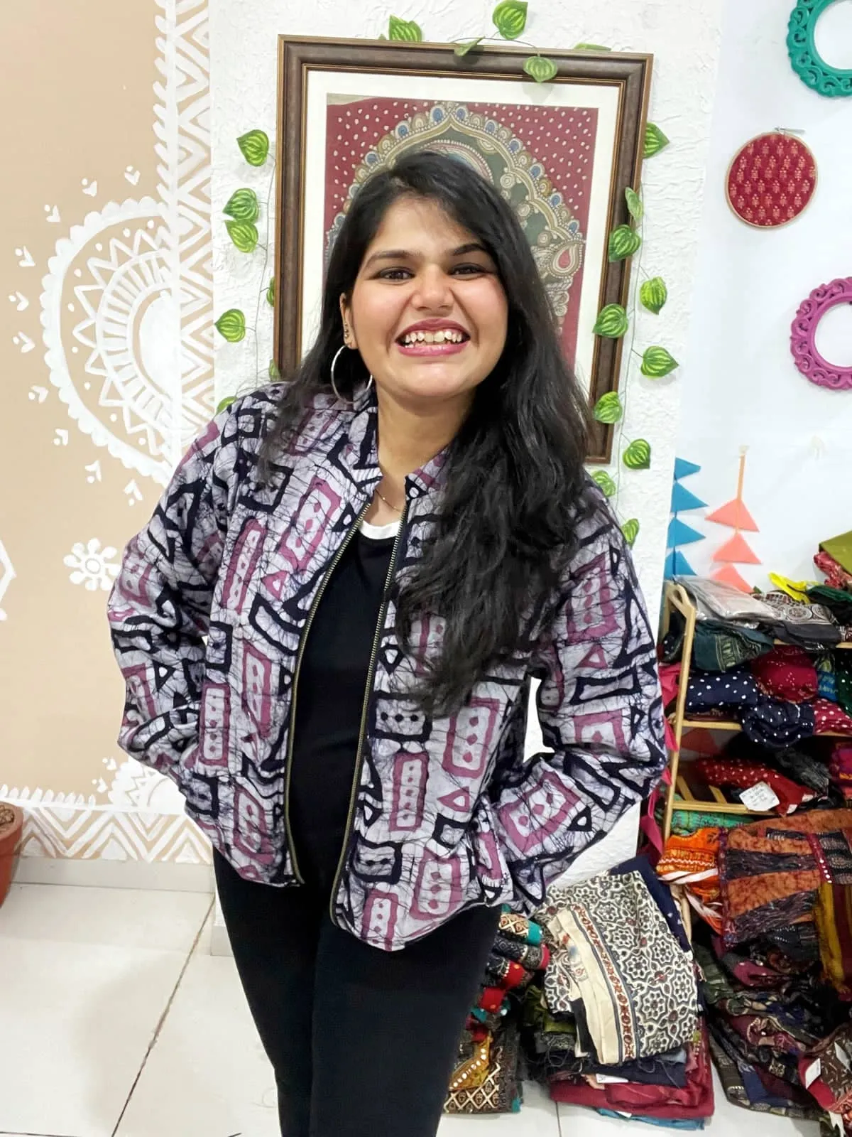 Grey Batik Unisex Bomber Jacket