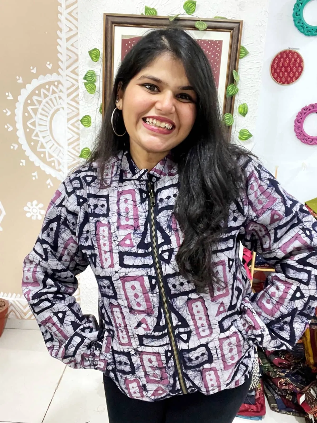 Grey Batik Unisex Bomber Jacket