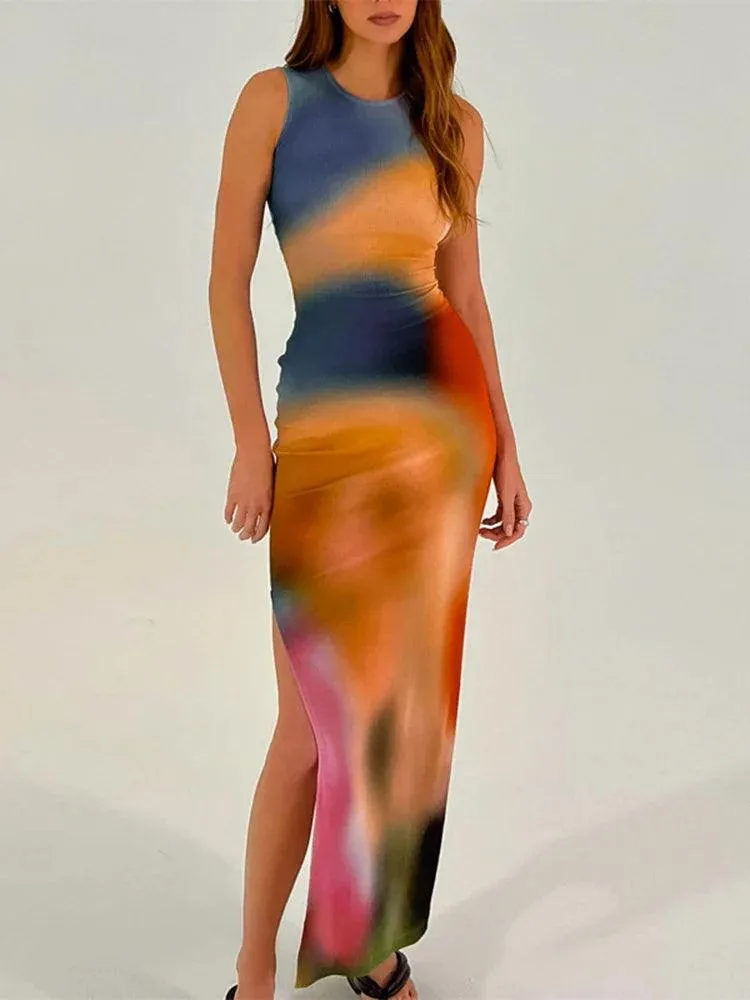 Hugcitar Tie Dye Ribbed Midi Dress: 2023 Trendy Summer Fashion Statement