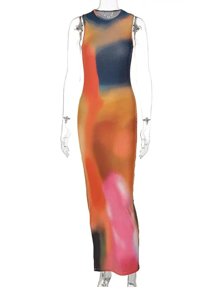 Hugcitar Tie Dye Ribbed Midi Dress: 2023 Trendy Summer Fashion Statement