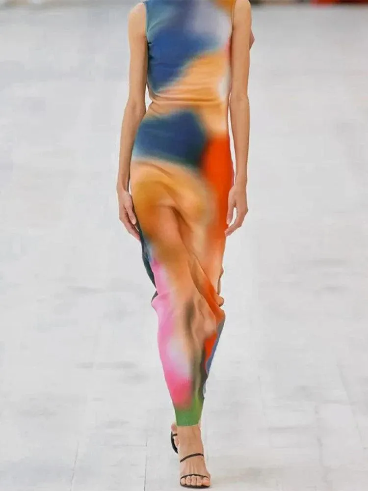 Hugcitar Tie Dye Ribbed Midi Dress: 2023 Trendy Summer Fashion Statement
