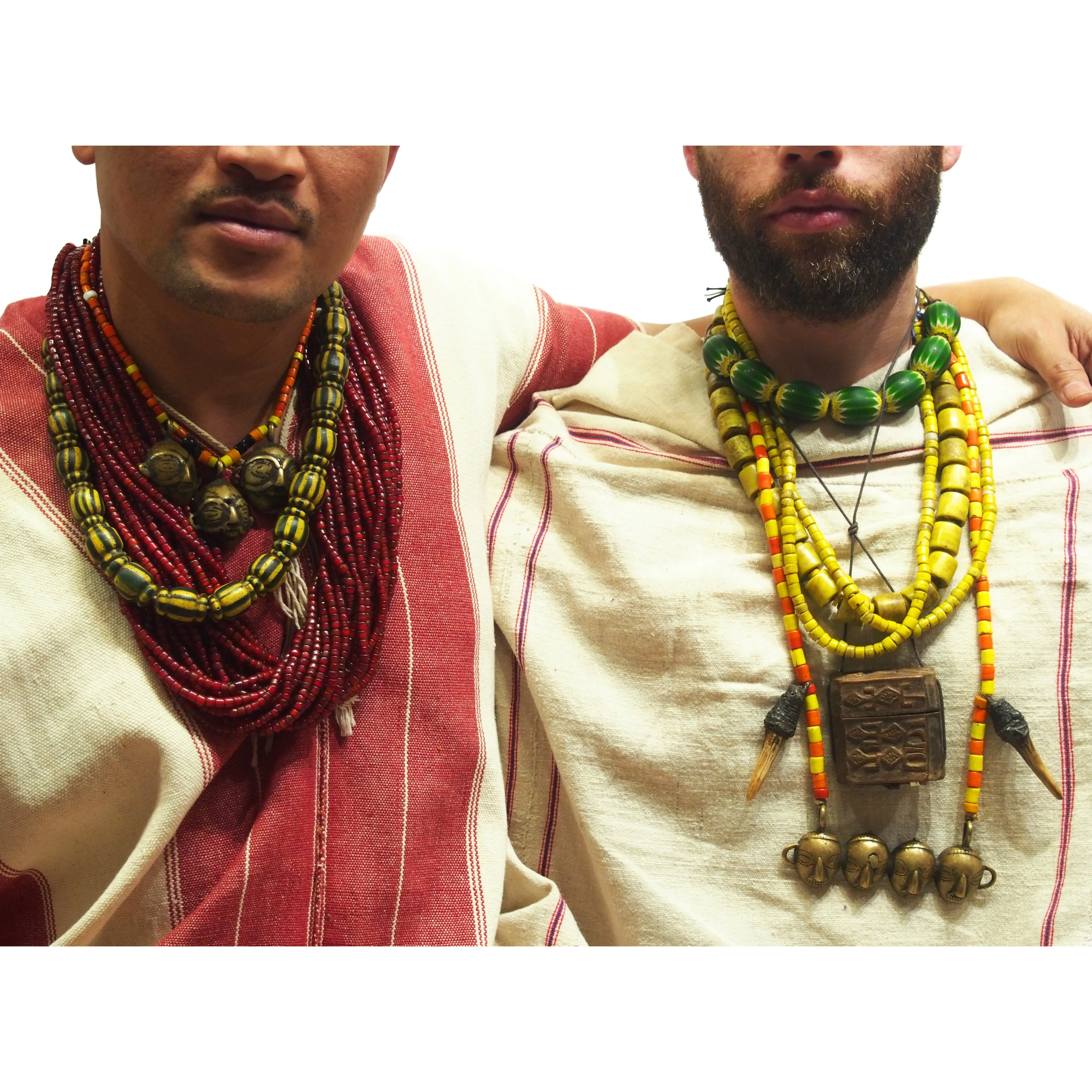 Indian Naga "White Heart" Bead Heirloom Tamba Necklace