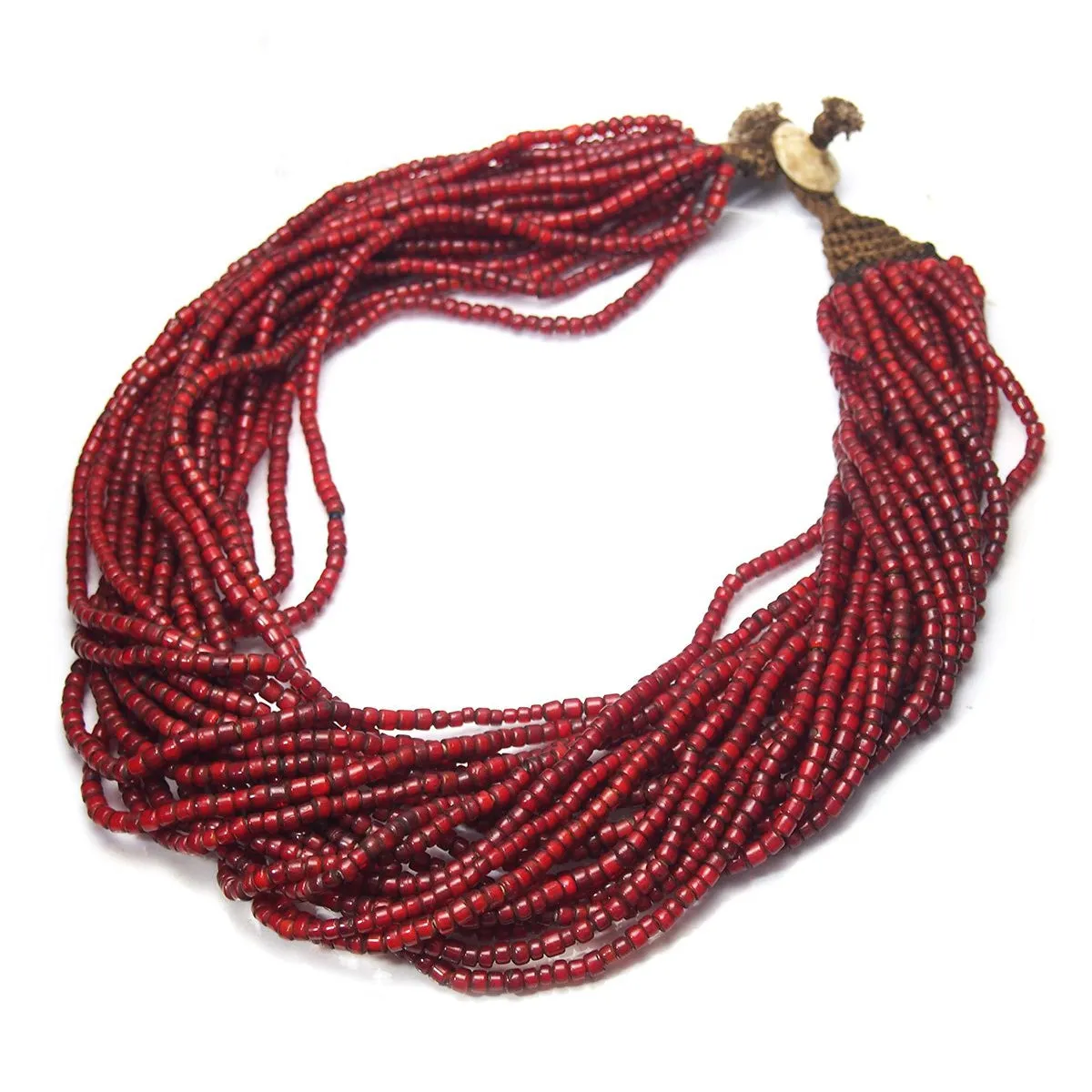 Indian Naga "White Heart" Bead Heirloom Tamba Necklace