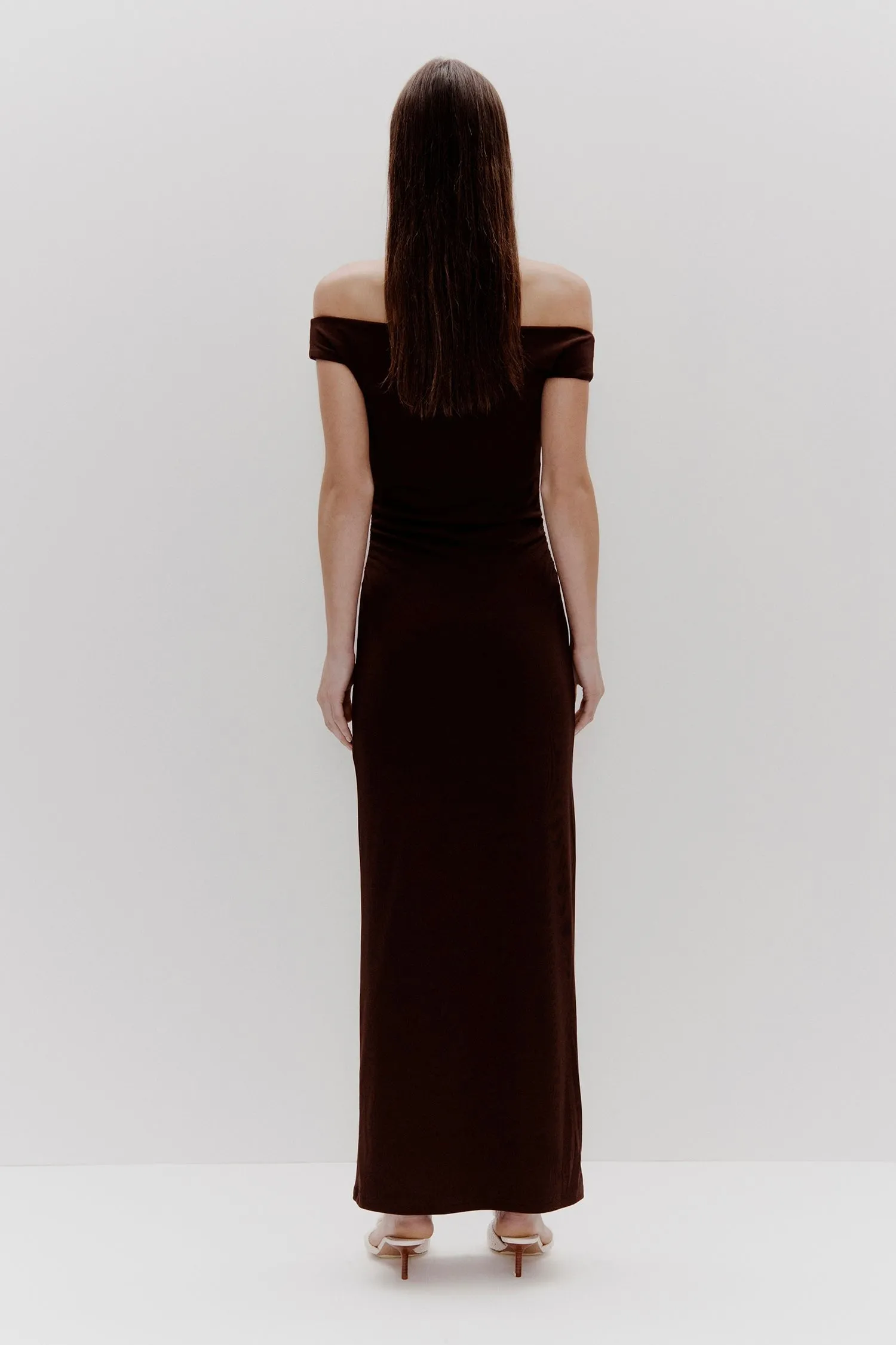 Ines Carob Midi off Shoulder Dress