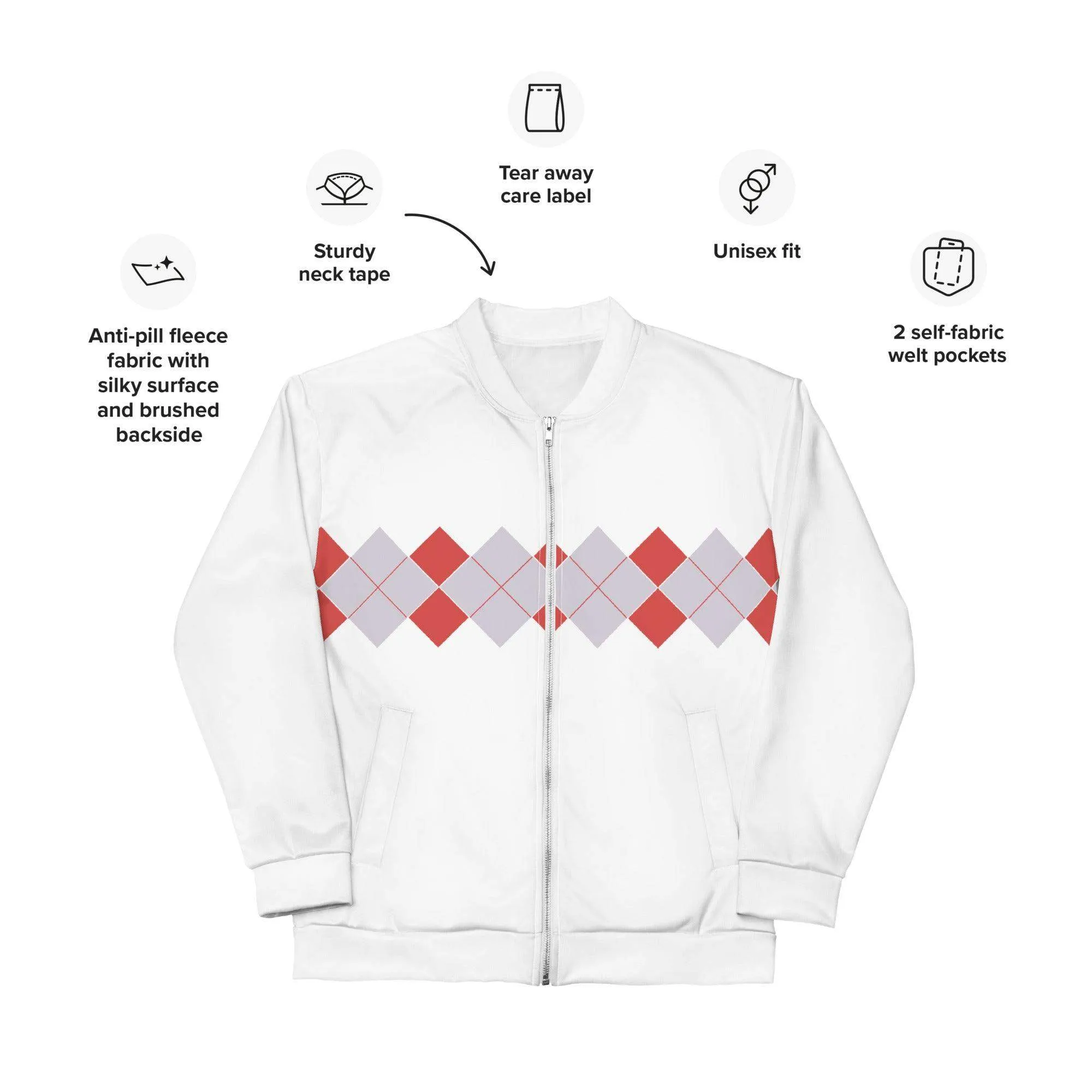Ivan Lendl Argyll Red Grey Bomber Jacket
