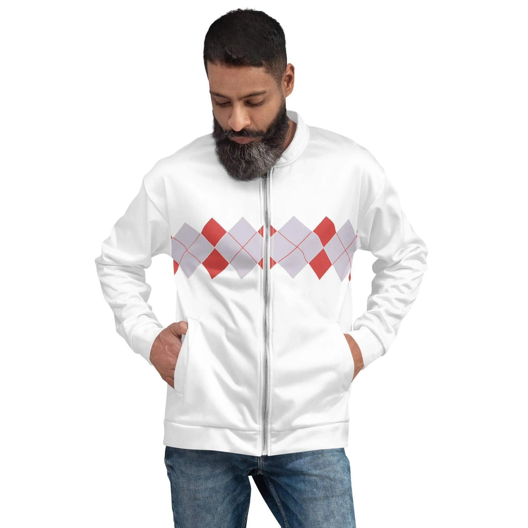 Ivan Lendl Argyll Red Grey Bomber Jacket