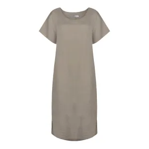 Janey Straight Linen Midi Dress in Fango