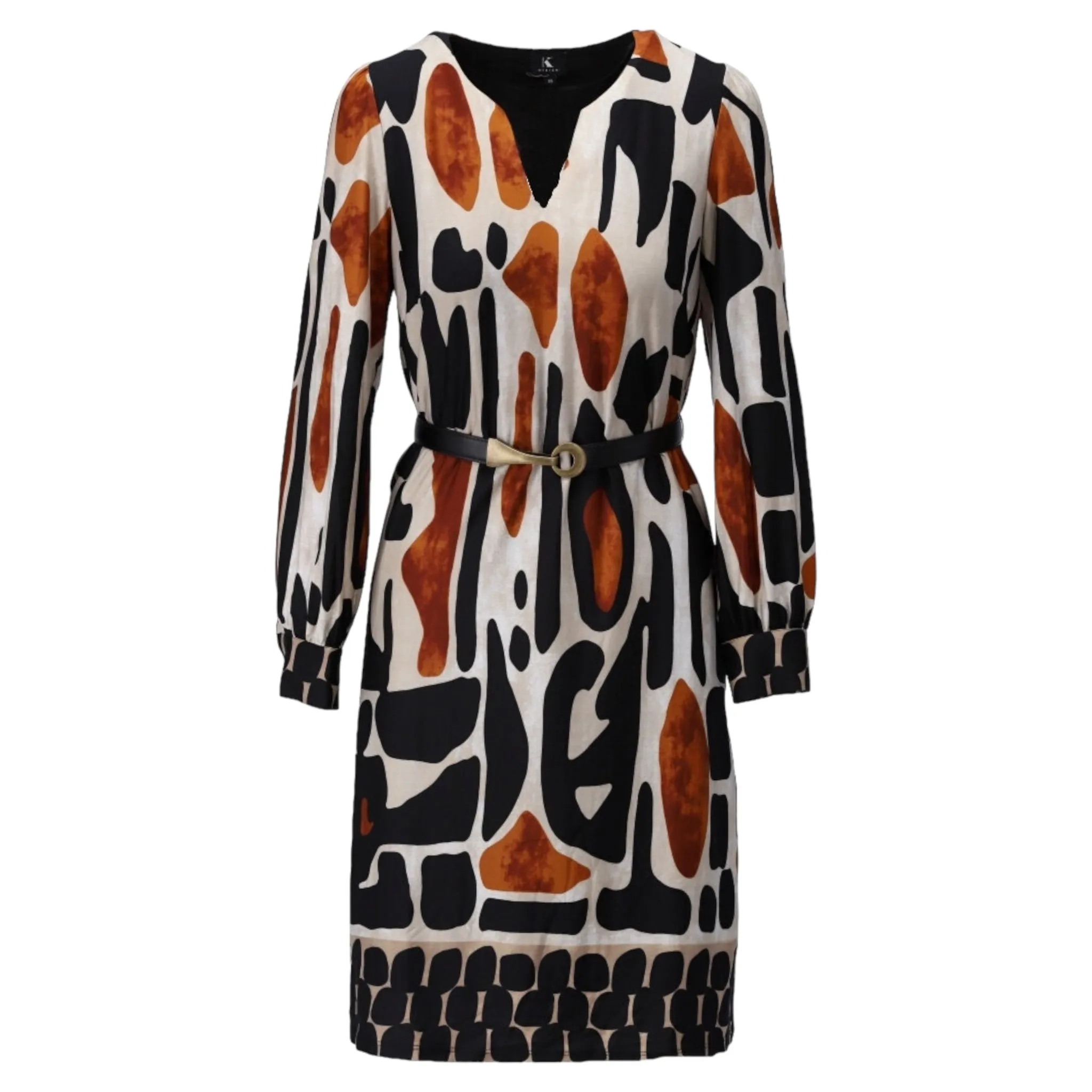 K Design Printed Midi Dress Off-White