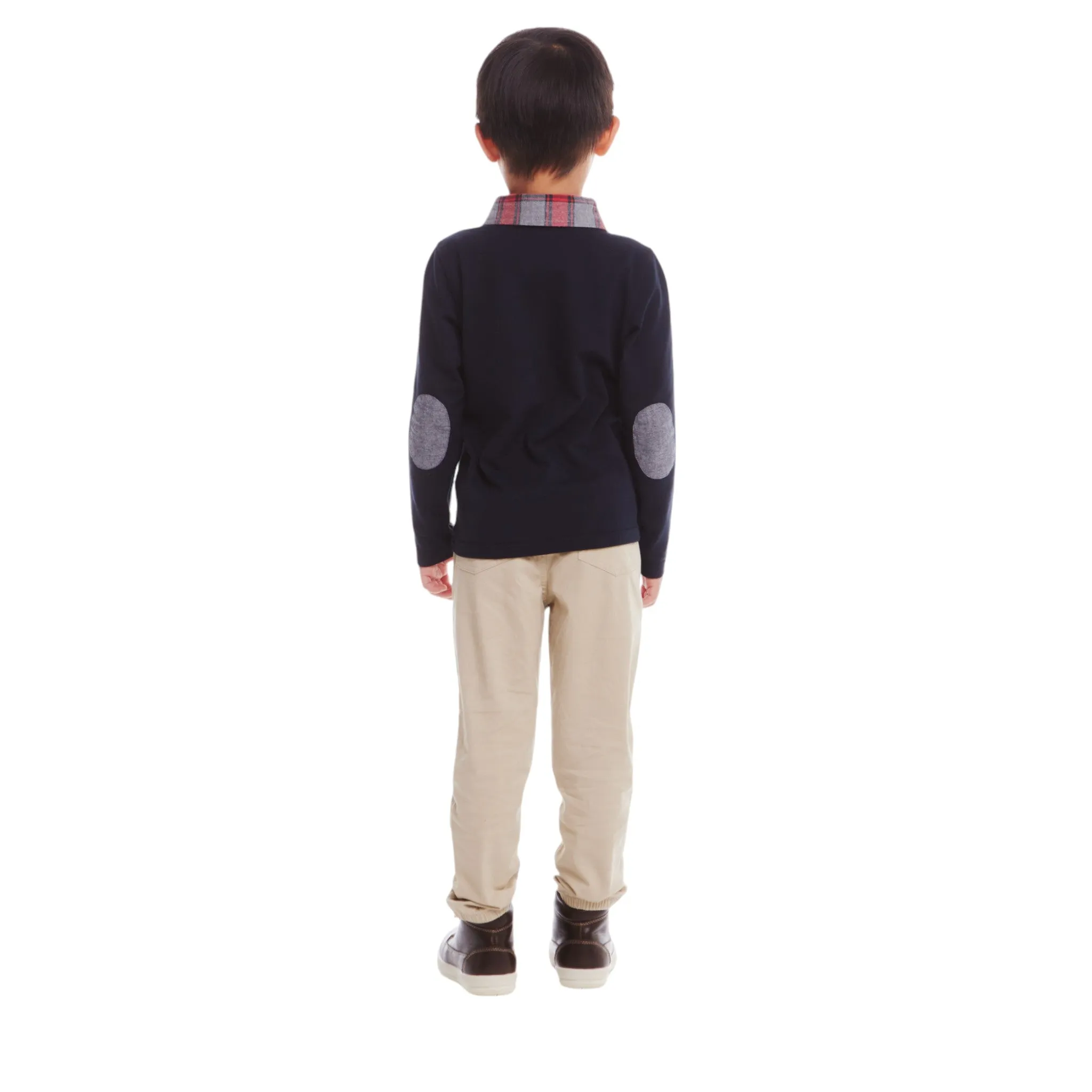 Kids (2-8) Polo & Cognac Cord Pants Set | Navy Holiday