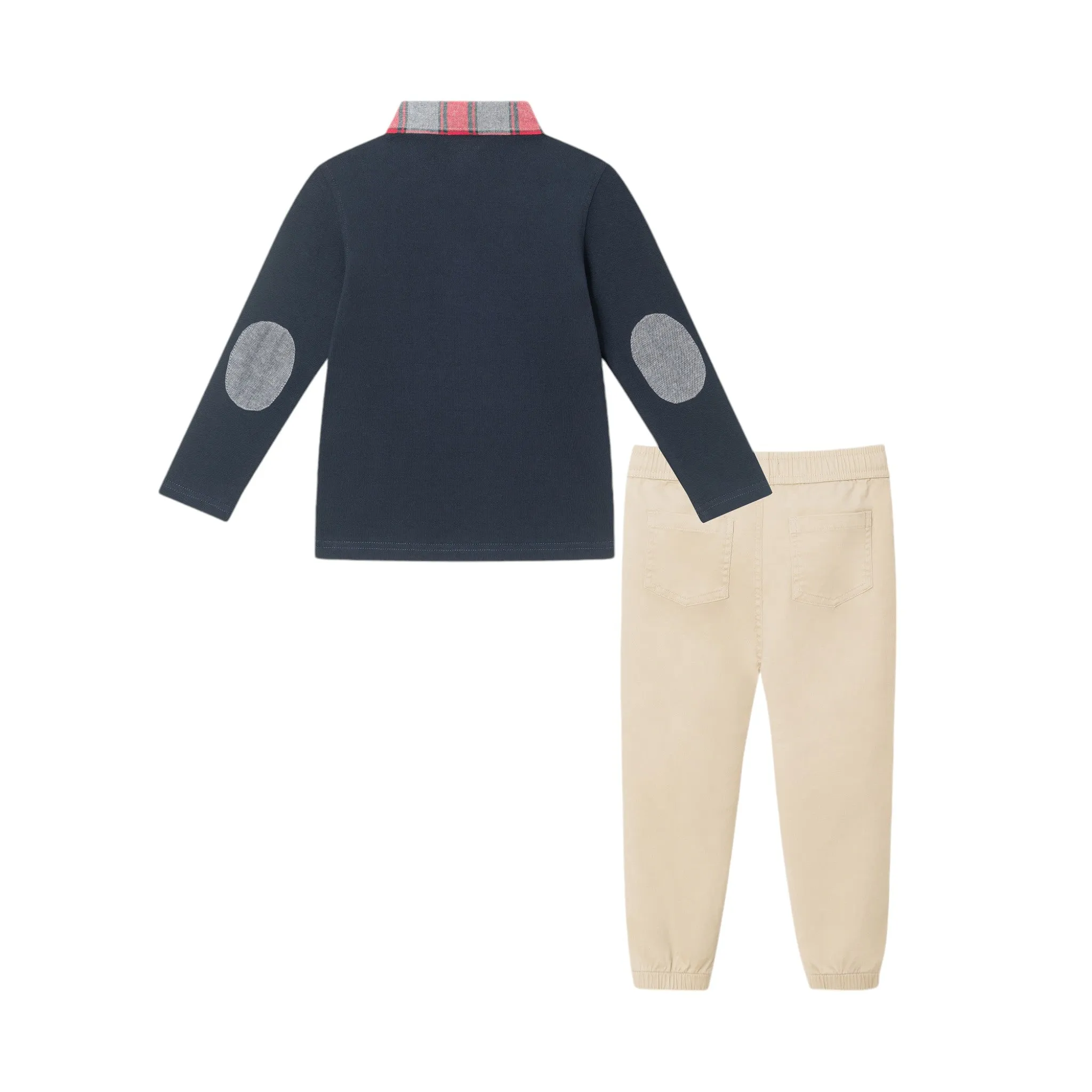 Kids (2-8) Polo & Cognac Cord Pants Set | Navy Holiday