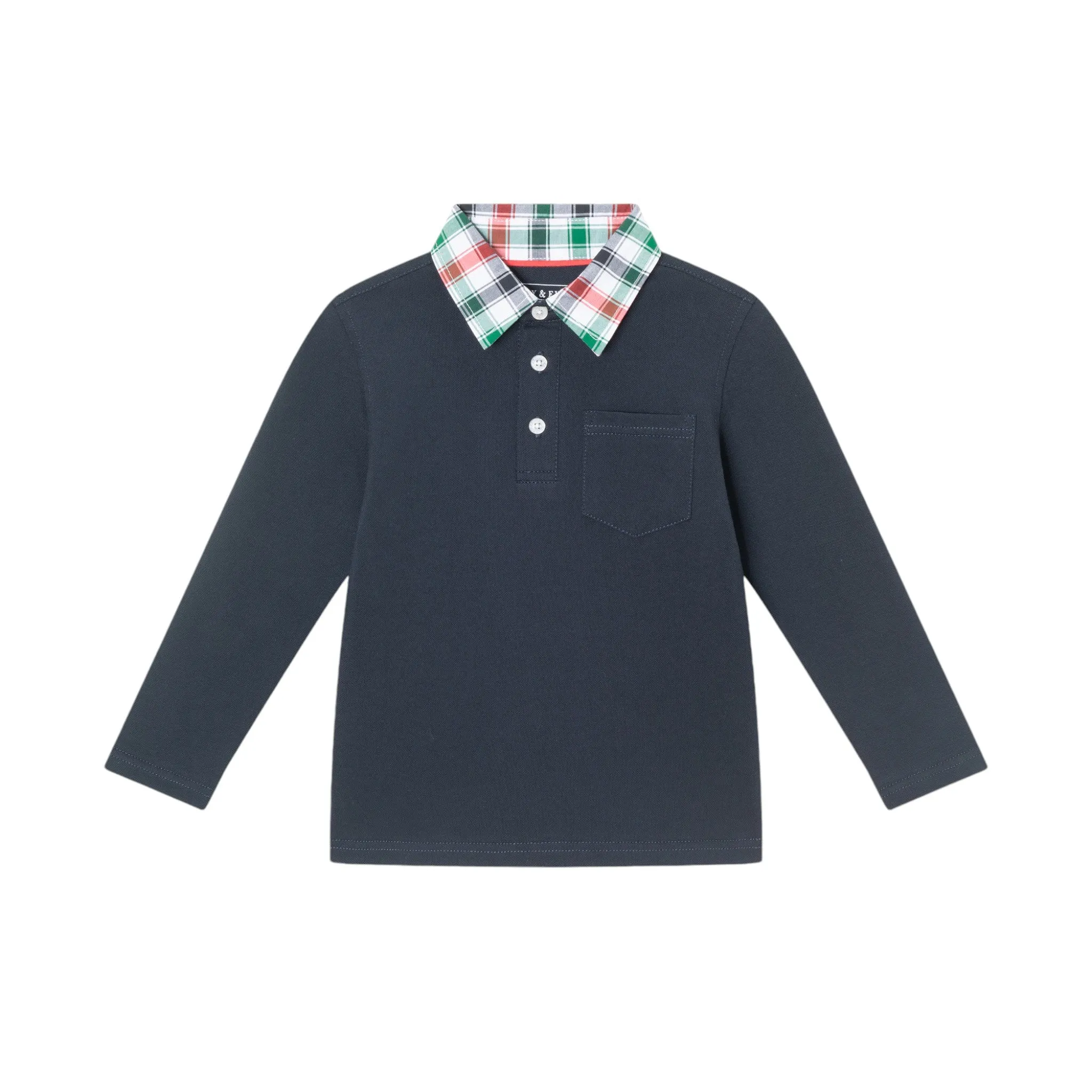 Kids (2-8) Polo & Cognac Cord Pants Set | Navy Holiday