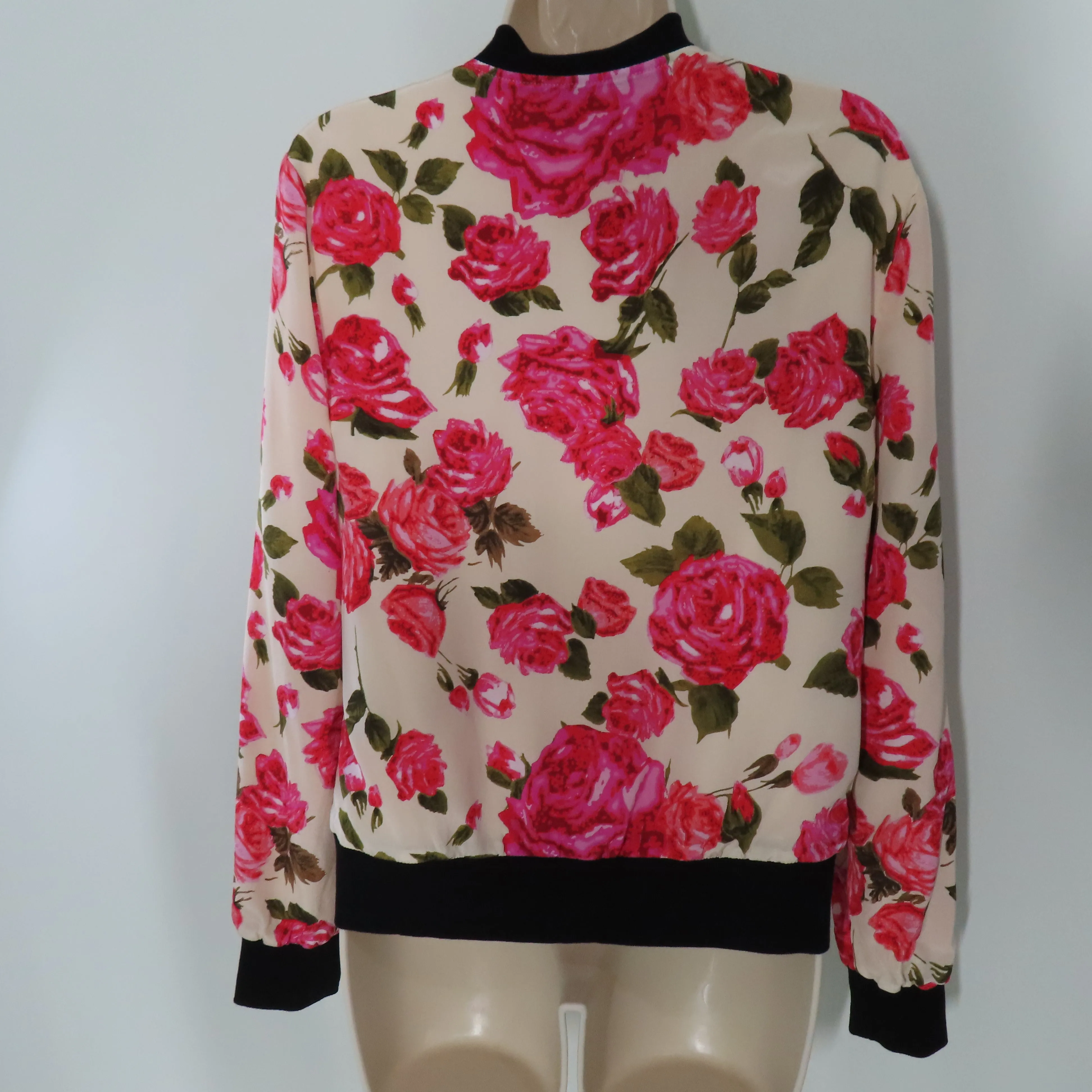 L'AGENCE Ollie Silk Dawn Rosewood Print Full Zip Bomber Jacket XS