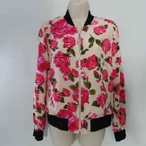 L'AGENCE Ollie Silk Dawn Rosewood Print Full Zip Bomber Jacket XS