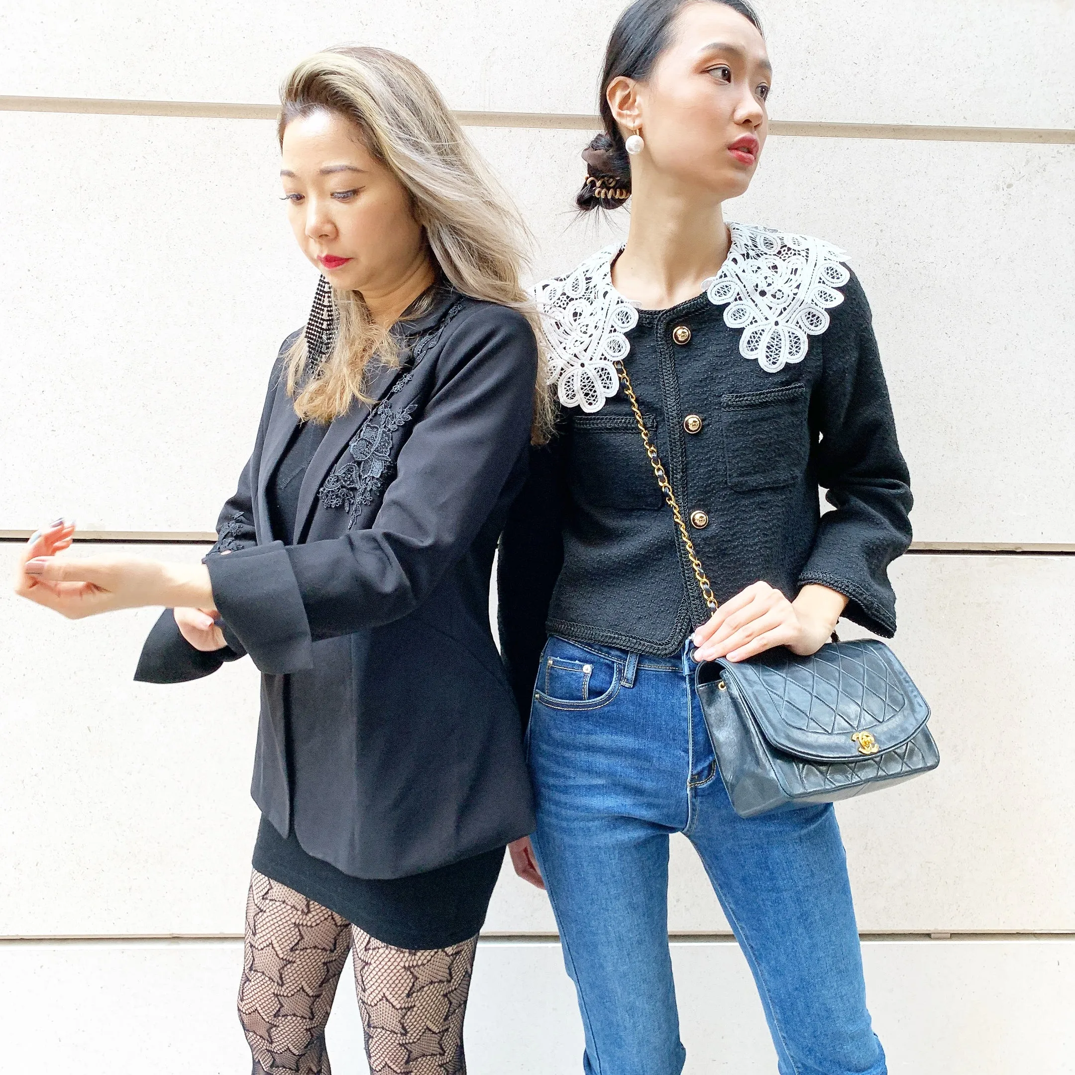 Large Lace Collar Tweed Jacket