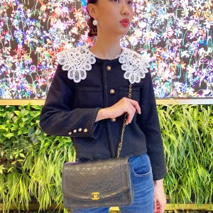 Large Lace Collar Tweed Jacket