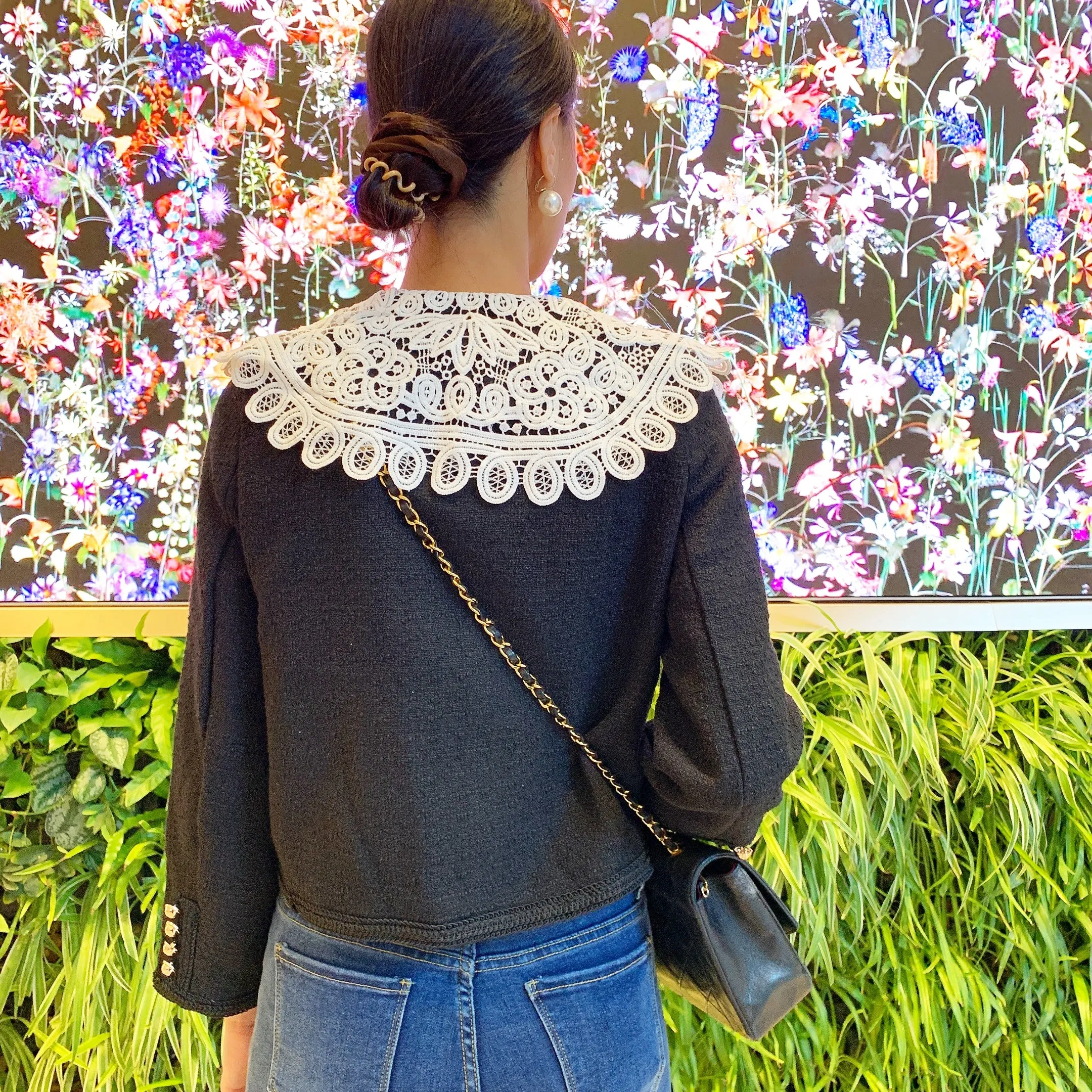 Large Lace Collar Tweed Jacket