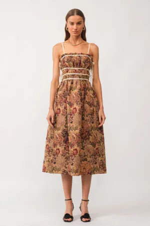 Lena Floral Jacquard Midi Dress Multi