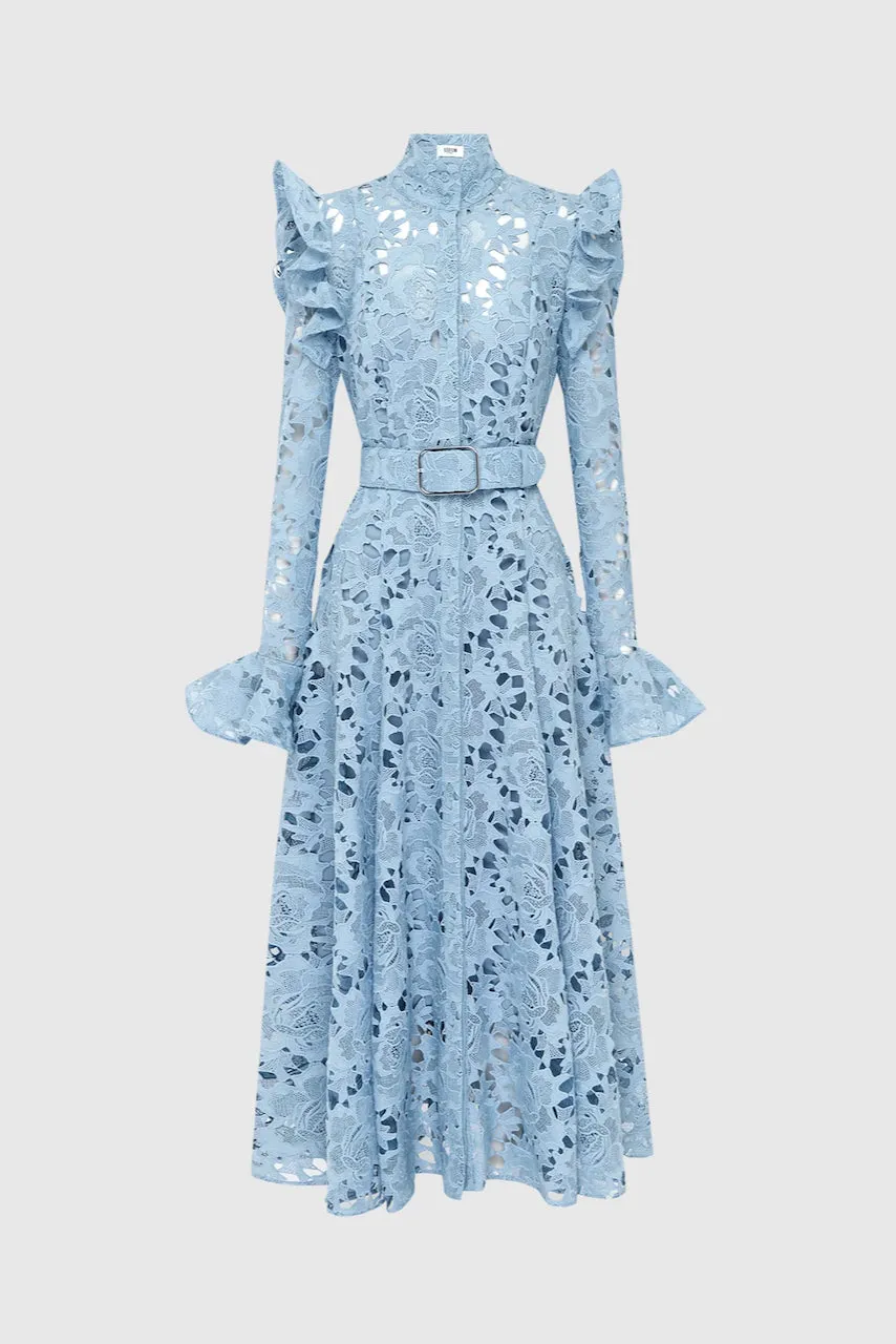 Leo Lin Aliyah Lace Butterfly Sleeve Midi Dress - Powder Blue